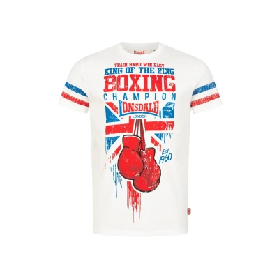Afbeelding van Lonsdale Normale Passform Crugmeer Tshirt print, Heren, Maat: 3XL, White red blue
