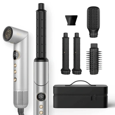 Afbeelding van MAE Airstyler PRO II krultang 5 in 1 Multistyler Föhn Haarstyler Krulborstel en Stijlborstel Zilver