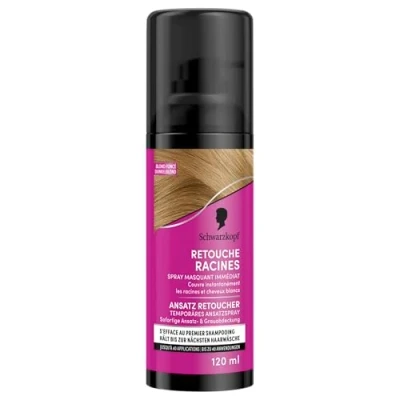 Afbeelding van Schwarzkopf Herstel voor witte haarwortels Tijdelijke haarwortelmaskerspray Verwijdert met de eerste shampoo Donkerblond, 120 ml (1 stuk)