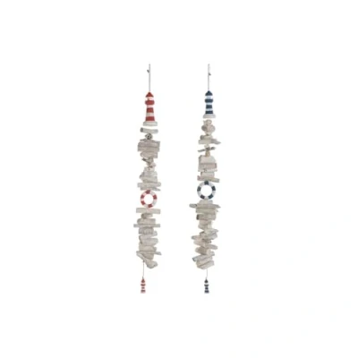 Afbeelding van Ophangdecoratie Home ESPRIT Blauw Wit Rood Koplamp 12 x 4 100 cm (2 Stuks)