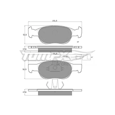 Afbeelding van TOMEX brakes TX 10 711 Remblokkenset Vooras Incl. slijtage waarschuwingscontact FIAT: Brava Hatchback, Marea Weekend, LANCIA: DELTA 2