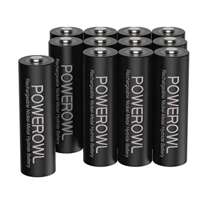 Afbeelding van POWEROW oplaadbare batterijen, AA, 2800 mAh, 12 stuks, NiMH, 1,2 V, batterij, 1200 cycli, hoge capaciteit, accu