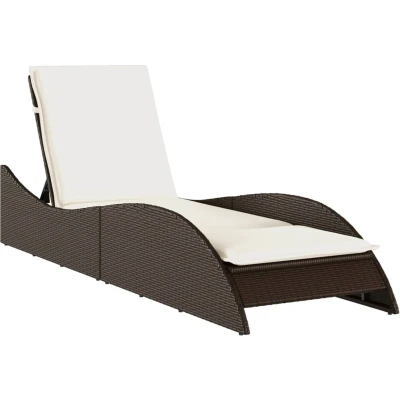 Afbeelding van Ligbed met kussen 60x205x73 cm poly rattan bruin