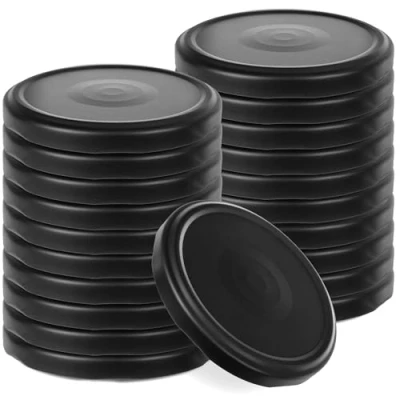Afbeelding van KADAX 20 stuks schroefdeksel met diameter van 82 mm, metalen twist off deksel, reservedeksel voor inmaakpotten en weckpotten, deksel 6 inkepingen, zwart mat