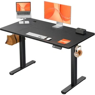 Afbeelding van ErGear in hoogte verstelbaar elektrisch bureau 120 x 60 cm, met 4 geheugenfuncties, speeltafel vierdelig blad