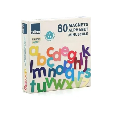 Afbeelding van VILAC Magnets Alphabet minuscules 80 pcs Jeux Éducatifs Lettres en Bois d&#039;Eveil pour Enfant Jouet Dès 3 Ans 6706