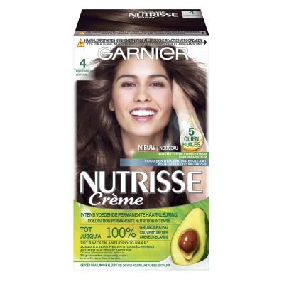 Afbeelding van 1+1 gratis: Garnier Nutrisse Ultra Crème Permanente Haarkleuring 4.0 Middenbruin