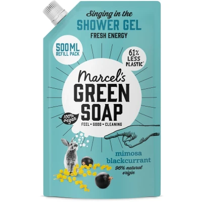 Afbeelding van 2+2 gratis2+2 gratis: Marcel&#039;s Green Soap Douchegel Navulling Mimosa &amp; Zwarte Bes 500 ml