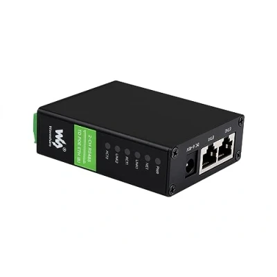 Afbeelding van Waveshare 2 CH RS485 naar RJ45 Ethernet Converter Module met POE functie, Industrial Rail Mount Geïsoleerde Server, Dual Channels Onafhankelijke Operatie, poorten