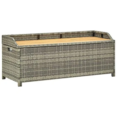 Afbeelding van vidaXL Tuinopbergbank Tuinbankje Opbergbank Tuin Tuinbox Box Tuinbank Buitenbanken Bank Banken Tuinmeubel Buitenmeubilair Poly Rattan Grijs