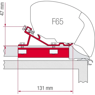 Afbeelding van Fiamma F80 F65 Fixing Bar Dakrail Adapter Kit Kleurloos Luifels Accessoires