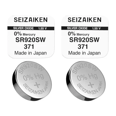 Afbeelding van SEIZAIKEN 371 SR920SW Lot de 2 piles bouton à l&#039;oxyde d&#039;argent pour montre 1,55 V 0 % mercure 100 fabriquées au Japon
