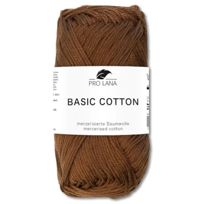 Afbeelding van Frida&#039;s Wollhaus Pro Lana Basic Cotton 50 g katoenen wol voor breien, haken, 64 kleuren (109, bruin)