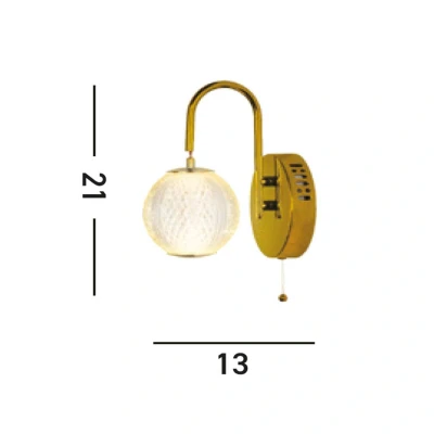 Afbeelding van LED wandlamp Allure messing, staal, acryl, schakelaar
