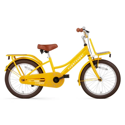 Afbeelding van Supersuper Cooper Bamboo Kinderfiets Meisjesfiets 18 inch Geel