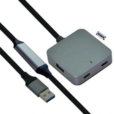Afbeelding van VALUE USB 3.2 Gen 1 Hub, 4 poorten (2x A + 2x C), met verlengkabel, zwart, 10 m