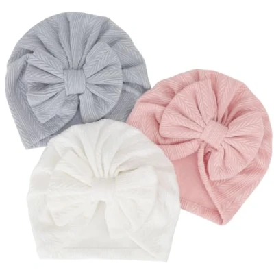 Afbeelding van DRESHOW Babytulband geboortemutsen hoeden vlinderstrikken schattig elastisch kind petten mutsen voor baby meisjes jongens, 3 stuks strik set B01UK / 12 maanden