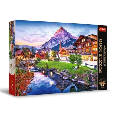 Afbeelding van Trefl Premium Plus Quality Odyssey fotopuzzel: stad van de Alpen, Zwitserland: dorp Oia, Santorini 1000 stukjes, unieke fotoserie, voor volwassenen en kinderen vanaf 12 jaar