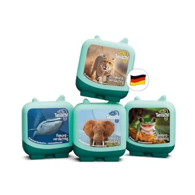 Afbeelding van tonies Clever Lot de 4 jeux d&#039;animaux : suspect record pour votre Toniebox, jeu connaissances les enfants à partir 5 ans, temps environ 130 minutes