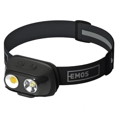 Afbeelding van EMOS Oplaadbare led hoofdlamp, 7 verlichtingsmodi, neutraal wit en warm wit, bewegingsmelder, brandduur 6,5 uur, helderheid 500 lm, bereik 130 m, hoofdlamp + COB