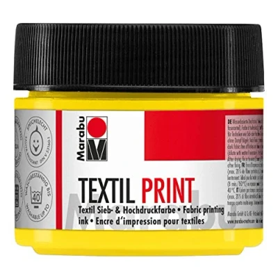Afbeelding van Marabu 17030050919 textiel print primair geel 100 ml, inkt op waterbasis, geurloos en lichtecht, lange open periode, voor licht donker
