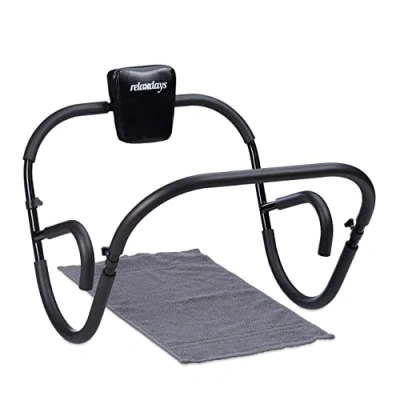 Afbeelding van Relaxdays buikspiertrainer opvouwbaar met hoofdkussen 66 x 70 cm zwart