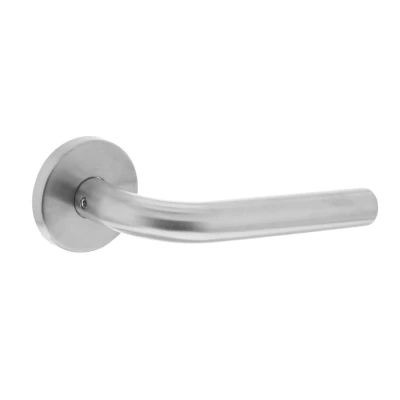 Afbeelding van Intersteel Deurklink RVS recht op geveerde stalen rozet met nokken Ø55x8 mm