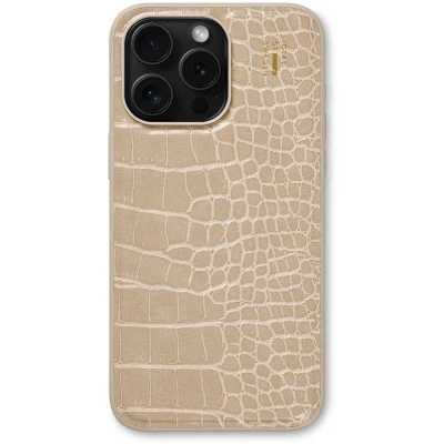 Afbeelding van iDeal of Sweden Hoesje Geschikt voor iPhone 15 Pro Max Vegan Leather Case Beige
