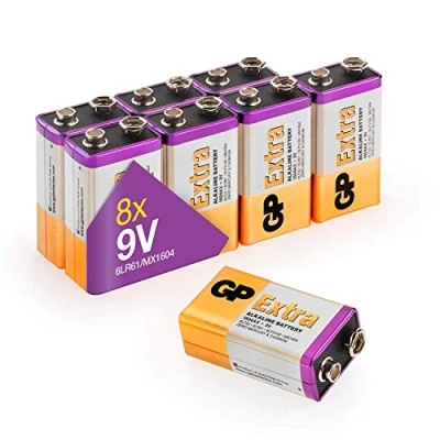 Afbeelding van GP Extra Alkaline batterijen 9V Batterij 9 volt blok 6LR61 8 stuks Nieuwe G TECH Technologie