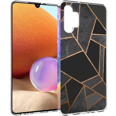 Afbeelding van iMoshion hoesje Geschikt voor Samsung Galaxy A32 (4G) Siliconen Design Zwart / Meerkleurig Goud Black Graphic