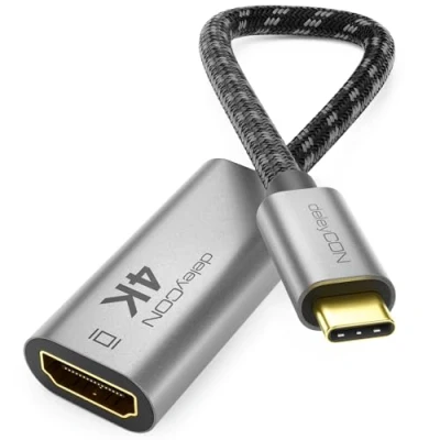 Afbeelding van deleyCON 4K USB C naar HDMI adapter van aluminium (4K @60Hz monitor/tv/projector) Thunderbolt 3/4, voor iPhone 16, 15 Pro Max, MacBook, iPad Pro/Air, Samsung Galaxy S24 S23, laptop