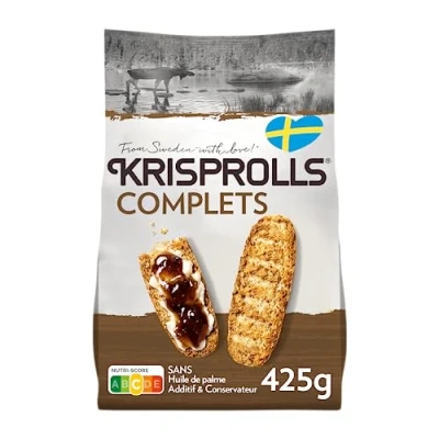 Afbeelding van KRISPROLLS Complete Zweedse broodjes zonder palmolie additieven of conserveringsmiddelen 425 g