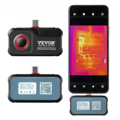 Image de VEVOR Caméra Thermique pour Android, Résolution Infrarouge 256 x 192 IR avec Visuelle, Taux de Rafraîchissement 25 Hz Plage Température 20C 550C, IP54 Smartphone, Tablette Type C