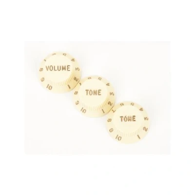 Image de Fender 0991369 Lot de 3 boutons pour Stratocaster (volume, tone, tone) Aged white
