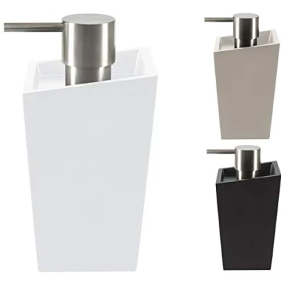 Afbeelding van Zeep Dispenser Yoshi met RVS pomp voor lege regels polyhars 350ml Duurzaam en robuust Wit