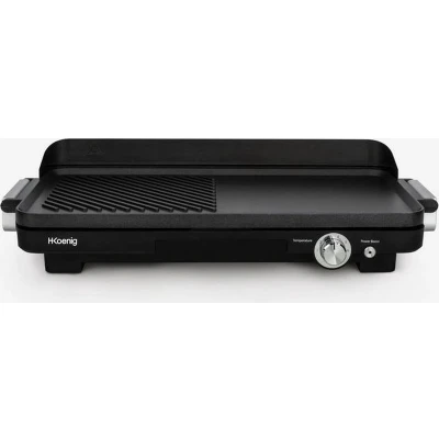 Afbeelding van H.Koenig Elektrische grillplaat GRX330, dubbele zone, turbofunctie, verstelbare thermostaat, afneembare plaat, antiaanbaklaag, sapbak, 1800 W