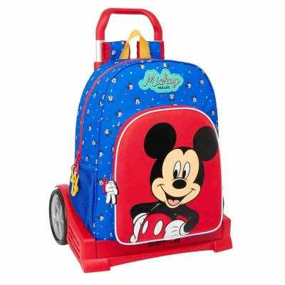 Afbeelding van Schoolrugzak met Wielen Mickey Mouse Clubhouse Good day Blauw 33 x 42 14 cm