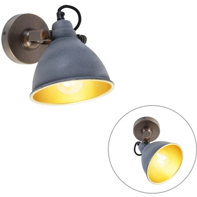 Afbeelding van QAZQA Industriële wandlamp beton met koper verstelbaar Liko
