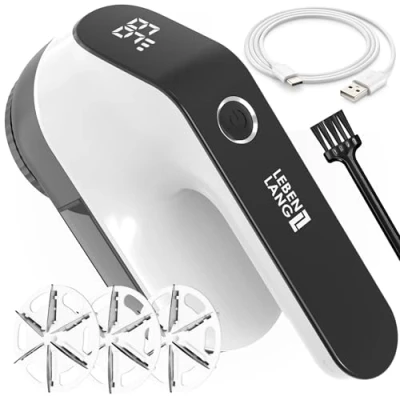 Afbeelding van LEBENLANG elektrisch pluisscheerapparaat, 2000 mAh, met led display en reinigingsborstel, tot 2 uur looptijd, scheerapparaat, Shaver stofscheerapparaat voor