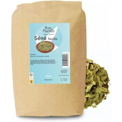 Image de Feuilles de Séné Coupée, Origine Inde Puissant Purgatif, Laxatif Naturel Favorise le Transit Intestinal et Nettoyage du Colon Tisane Détox Conditionnée en France, RUE DES PLANTES (1kg)