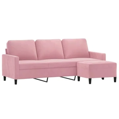 Image de vidaXL Canapé à 3 places avec repose pieds Rose 180 cm Velours3201110