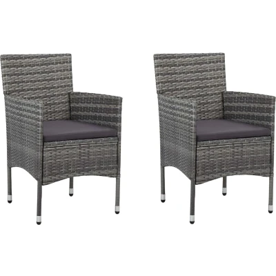 Afbeelding van Tuinstoelen 2 st poly rattan grijs