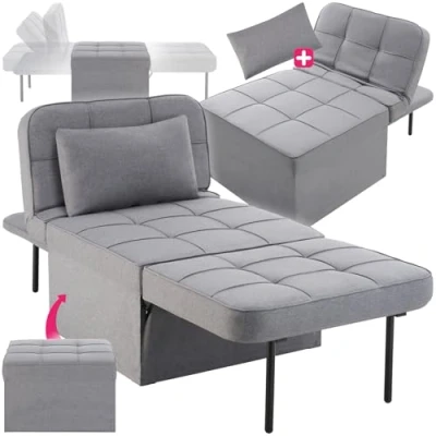 Afbeelding van tectake® slaapkruk slaappoef 4 in 1, 6 voudig Hoogte Verstelbaar Poef, Fauteuil, Lounger, Hocker