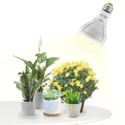 Afbeelding van SANSI led tuinbouwlamp 15 W voor plantenteelt, 200 W, komt overeen met groeilamp, E27 volledig spectrum, kweeklicht bloemen, veg planten (PPF 27 μmol/s, stralingshoek 120)