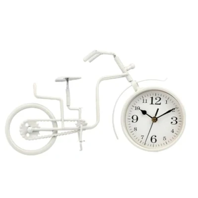 Afbeelding van Bordsklocka Fiets Wit Metaal 33 x 21 4 cm (4 Stuks)