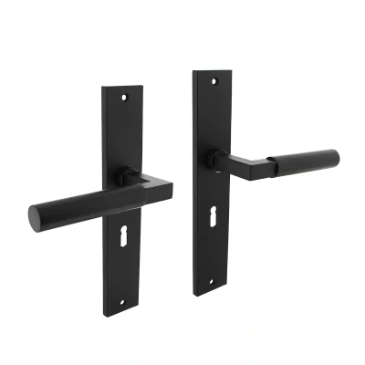 Afbeelding van Intersteel Deurkruk Bau Stil op schild 245x45 mm sleutelgat 56 mat zwart