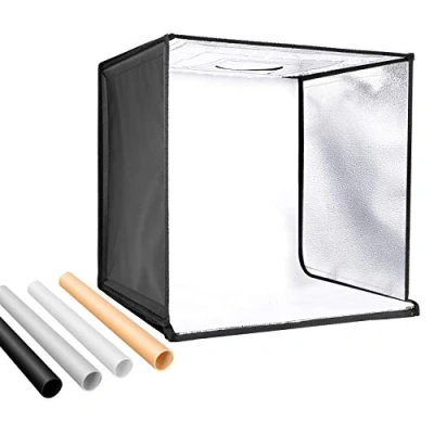 Afbeelding van NEEWER Lichtbak voor fotostudio, 50 cm opnametent met instelbare helderheid, opvouwbare en draagbare tafelverlichtingsset 80 ledlampen achtergronden 4 kleuren