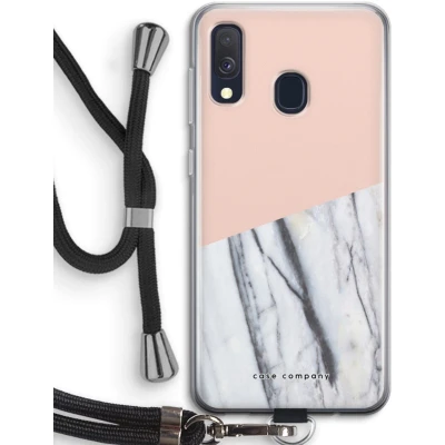 Afbeelding van Case Company® hoesje met Koord geschikt voor Samsung Galaxy A40 A touch of peach Telefoonhoesje Zwart Bescherming aan alle Kanten en Over de Schermrand