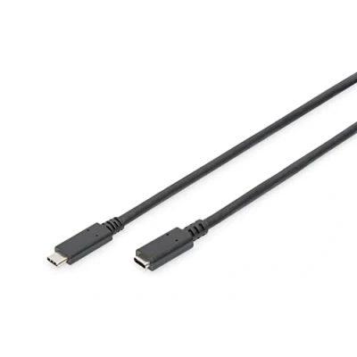 Afbeelding van Digitus USB kabel 2.0 C stekker, bus 2.00 m Zwart Flexibel, Folie afscherming, Afscherming gevlochten AK 300210 020 S