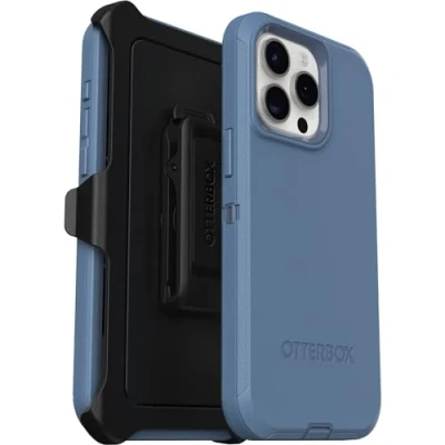 Image de OtterBox Defender Series Coque de protection pour téléphone portable robuste compatibilité avec MagSafe polycarbonate, caoutchouc synthétique jeans bleu bébé (bleu) Apple iPhone 15 Pro Max